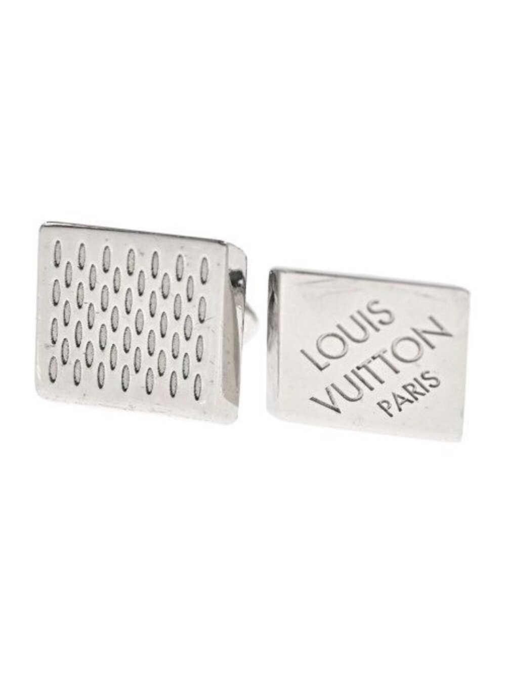 Louis Vuitton Damier Boutons de Manchette Cufflinks Silver
